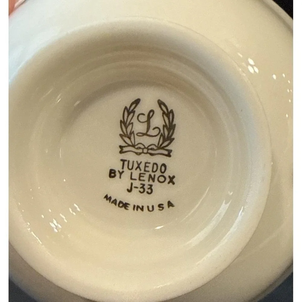 Lenox Tuxedo Gold Trim Teacup Tea Cups Saucers Plate Set Of 6 USA‎ J-33 Wedding